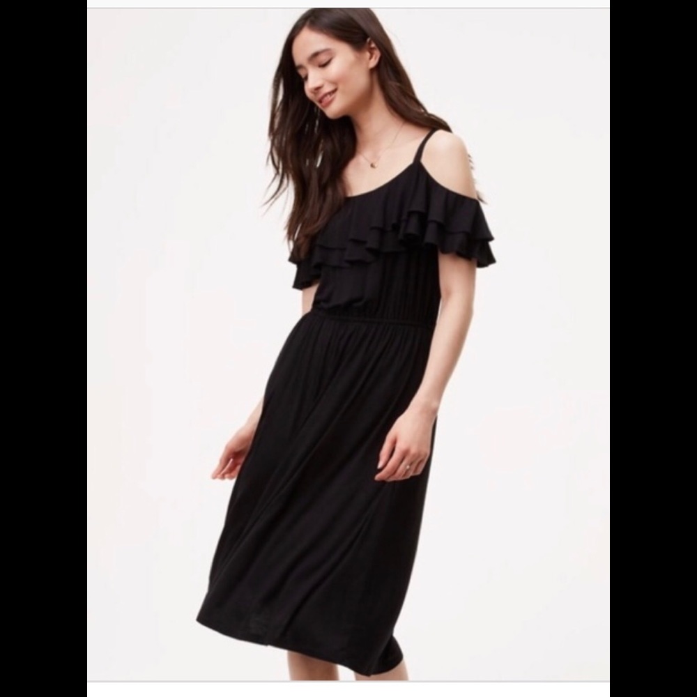 LOFT Ruffle Cold-Shoulder Dress